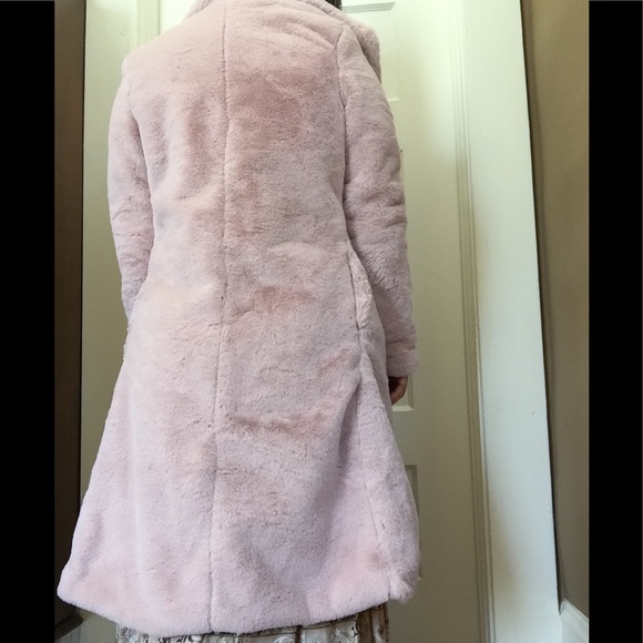 Silky Blush Pink Faux Fur Coat - Picture 10 of 12